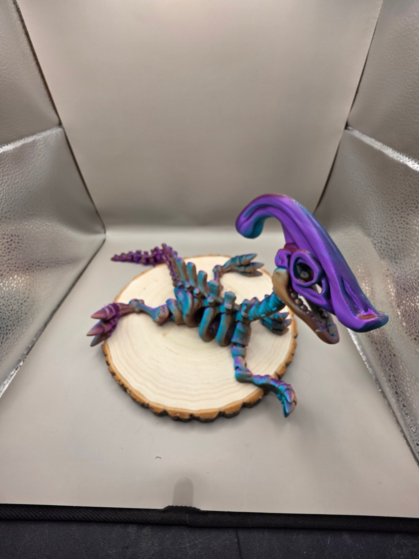 3d printed flexi Parasaurolophus skeleton