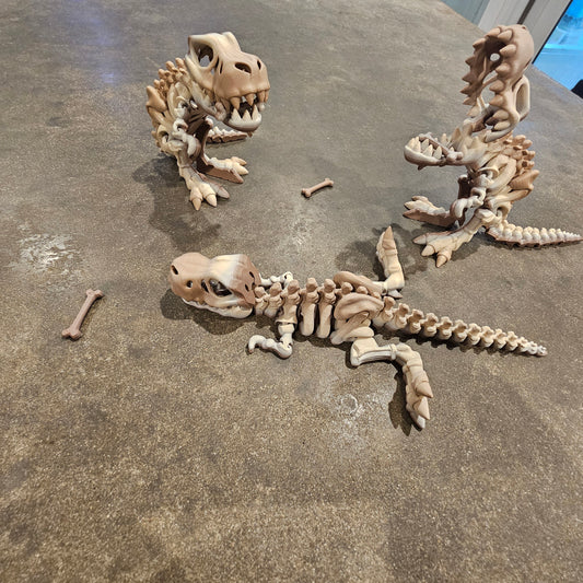 3d printed flexi T-rex skeleton